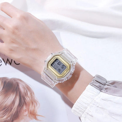 Fashion Transparent Electronic Watch LED Ladies Wristwatch Sports Waterproof Electronic Watchs Ins Student Wristwatches Gift