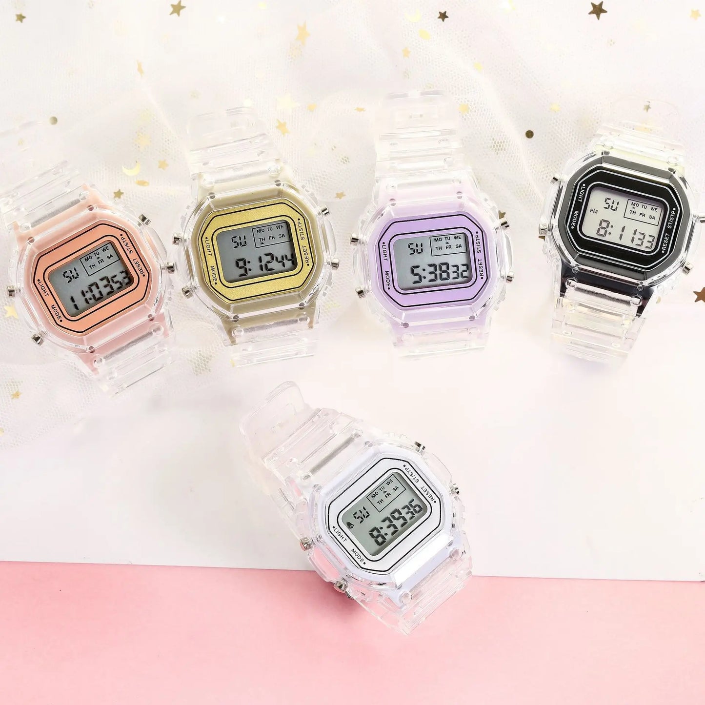 Fashion Transparent Electronic Watch LED Ladies Wristwatch Sports Waterproof Electronic Watchs Ins Student Wristwatches Gift