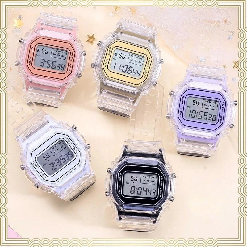 Fashion Transparent Electronic Watch LED Ladies Wristwatch Sports Waterproof Electronic Watchs Ins Student Wristwatches Gift