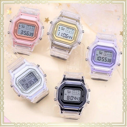 Fashion Transparent Electronic Watch LED Ladies Wristwatch Sports Waterproof Electronic Watchs Ins Student Wristwatches Gift